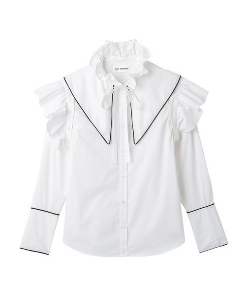 LILY BROWN(リリーブラウン)の「2wayフリルシャツブラウス(シャツ/ブラウス・レディース・ホワイト/ブルー/ブラック・FREE)」の22枚目の写真