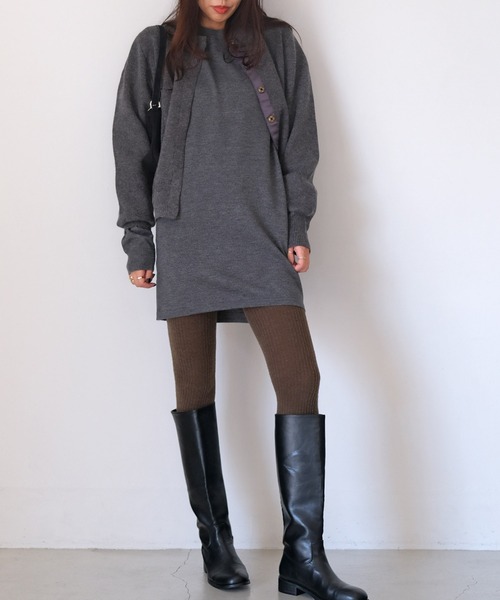 AKTE（アクテ）の「ボタンフライニットカーディガン（カーディガン/ボレロ・レディース・チャコールグレー/ブルー/ネイビー/イエロー/ピンク/グリーン系・FREE）」の13枚目の写真