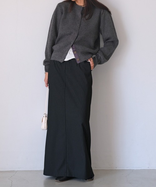 AKTE（アクテ）の「ボタンフライニットカーディガン（カーディガン/ボレロ・レディース・チャコールグレー/ブルー/ネイビー/イエロー/ピンク/グリーン系・FREE）」の18枚目の写真