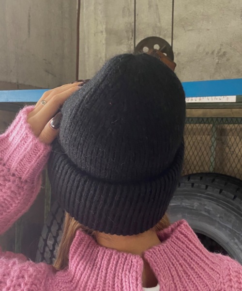 SHAGGIE（シャギー）の「ラビットファーシンプルニット帽/ビーニー