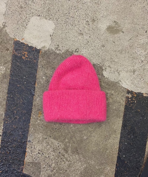 SHAGGIE（シャギー）の「ラビットファーシンプルニット帽/ビーニー（ニットキャップ/ビーニー・レディース・ブラック/グレー/ピンク/ナチュラル・FREE）」の6枚目の写真