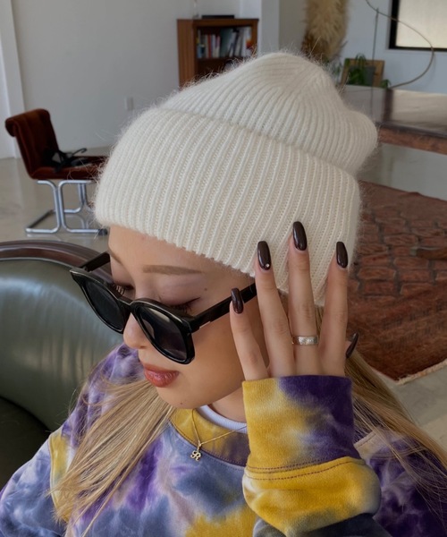 SHAGGIE（シャギー）の「ラビットファーシンプルニット帽/ビーニー
