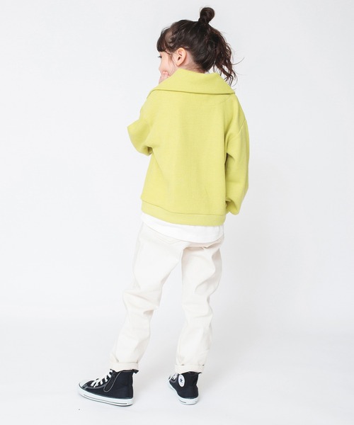 BRANSHES（ブランシェス）の「ハーフジップ×長袖Tシャツ重ね着風トレーナー ロンT<br>（スウェット・キッズ・アイボリー/ライム・140/160/100/120/150/130/110）」の14枚目の写真