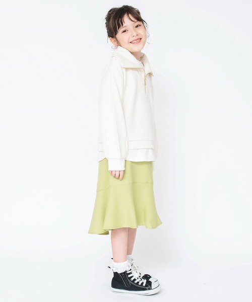BRANSHES（ブランシェス）の「ハーフジップ×長袖Tシャツ重ね着風トレーナー ロンT<br>（スウェット・キッズ・アイボリー/ライム・140/160/100/120/150/130/110）」の9枚目の写真