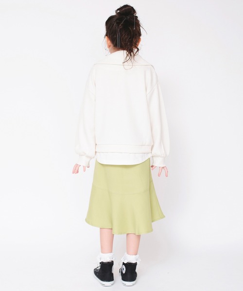 BRANSHES（ブランシェス）の「ハーフジップ×長袖Tシャツ重ね着風トレーナー ロンT<br>（スウェット・キッズ・アイボリー/ライム・140/160/100/120/150/130/110）」の10枚目の写真