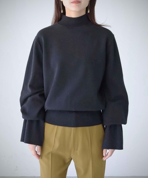 cheriella（シェリエラ）の「【cheriella】WEB限定キャンディスリーブハイネックニット（ニット/セーター・レディース・ブラック/オフホワイト/モカ・M）」の14枚目の写真