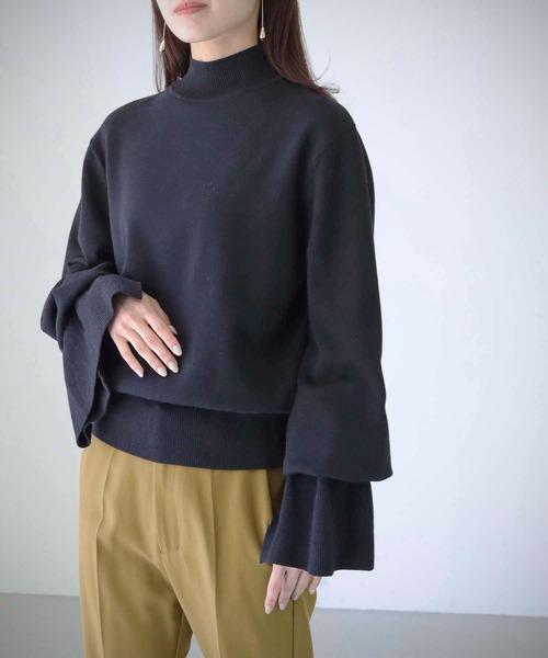 cheriella（シェリエラ）の「【cheriella】WEB限定キャンディスリーブハイネックニット（ニット/セーター・レディース・ブラック/オフホワイト/モカ・M）」の17枚目の写真