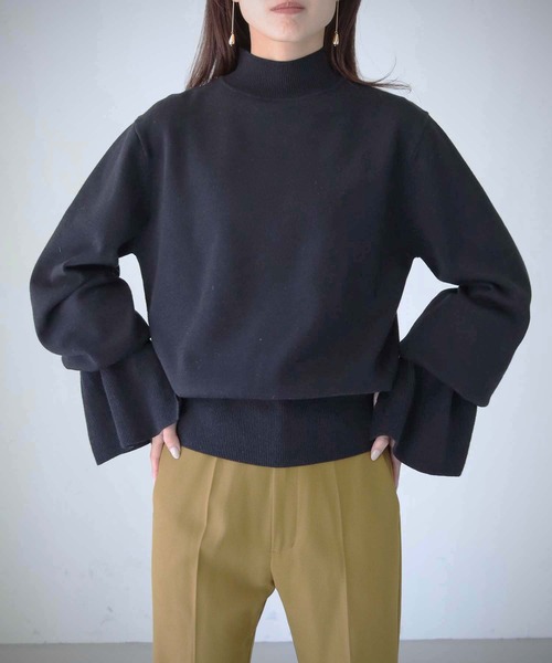 cheriella（シェリエラ）の「【cheriella】WEB限定キャンディスリーブハイネックニット（ニット/セーター・レディース・ブラック/オフホワイト/モカ・M）」の16枚目の写真