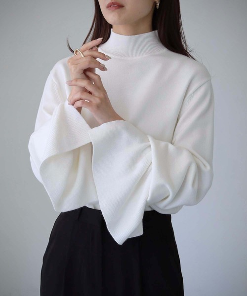 cheriella（シェリエラ）の「【cheriella】WEB限定キャンディスリーブハイネックニット（ニット/セーター・レディース・ブラック/オフホワイト/モカ・M）」の7枚目の写真