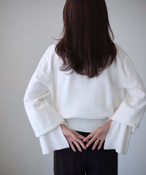 cheriella（シェリエラ）の「【cheriella】WEB限定キャンディスリーブハイネックニット（ニット/セーター・レディース・ブラック/オフホワイト/モカ・M）」の10枚目の写真