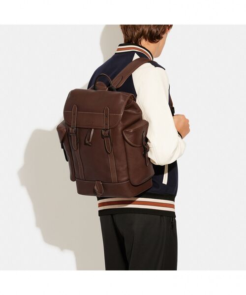コーチ　ヒッチバッグ　オリーブ　バックパック　レザー　メンズ　リュック　レア COACH デイバック リュック ヒッチ バックパック メンズ