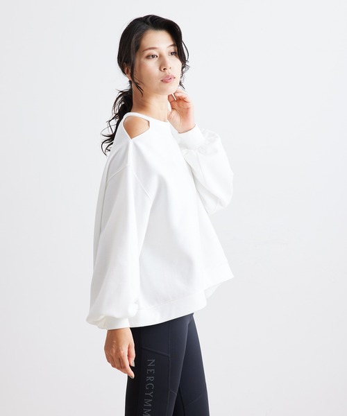 NERGY（ナージー）の「ショルダーカッティング裏起毛プルオーバー（その他トップス・レディース・ホワイト/ライトグリーン/ブラック・FREE）」の7枚目の写真