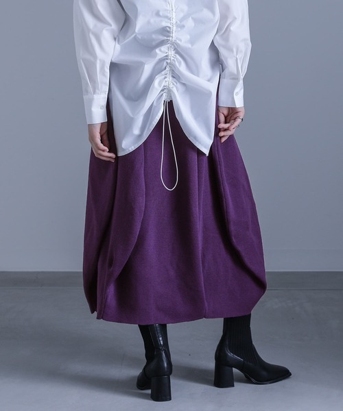 kOhAKU(コハク)の「『変形コクーンニットスカート』(スカート・レディース・ブラック/ダークパープル・FREE)」の5枚目の写真