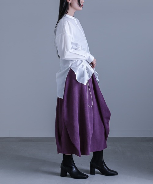 kOhAKU(コハク)の「『変形コクーンニットスカート』(スカート・レディース・ブラック/ダークパープル・FREE)」の7枚目の写真