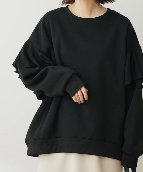 Sugar spoon（シュガースプーン）の「・SUGAR SPOON ラッフルショルダースウェット（Tシャツ/カットソー・レディース・レッド/グリーン/ブラック/オフホワイト・FREE）」の3枚目の写真