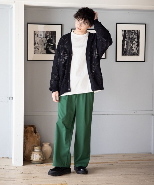 RAGEBLUE（レイジブルー）の「透かし編みニットカーディガン（カーディガン/ボレロ・メンズ・ブラック/オフホワイト/ブルー/グリーン・MEDIUM/LARGE）」の9枚目の写真