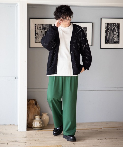 RAGEBLUE（レイジブルー）の「透かし編みニットカーディガン（カーディガン/ボレロ・メンズ・ブラック/オフホワイト/ブルー/グリーン・MEDIUM/LARGE）」の10枚目の写真