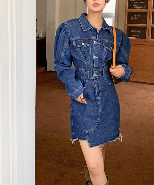 Jewelobe（ジュエローブ）の「パワーショルダーミニデニムワンピース（ワンピース・レディース・ネイビー/ブルー・S/M）」の17枚目の写真