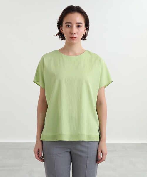 INDIVI（インディヴィ）の「◆【一押しブラウス！/洗える/SETUP可能】ヘムデザイン半袖ブラウス（シャツ/ブラウス・レディース・ライトグレー/ネイビー/オリーブ/ブラック/チャコールグレー/ダークブラウン/ブルー系6/グレー系その他7/ブルー系8/ダークグリーン・38/05/12/13/15 /34）」の12枚目の写真