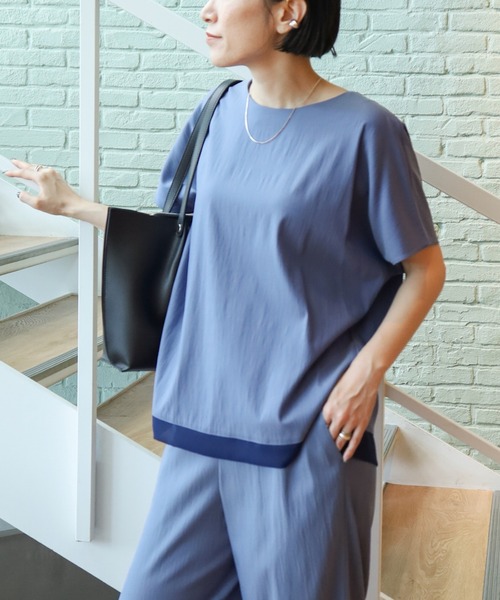 INDIVI（インディヴィ）の「◆【一押しブラウス！/洗える/SETUP可能】ヘムデザイン半袖ブラウス（シャツ/ブラウス・レディース・ライトグレー/ネイビー/オリーブ/ブラック/チャコールグレー/ダークブラウン/ブルー系6/グレー系その他7/ブルー系8/ダークグリーン・38/05/12/13/15 /34）」の10枚目の写真