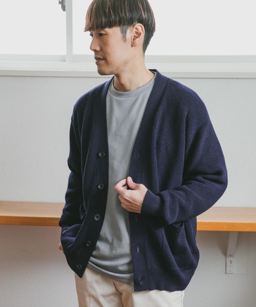 URBAN RESEARCH DOORS（アーバンリサーチドアーズ）の「ハードニットカーディガン（カーディガン/ボレロ・メンズ・ホワイト/ネイビー/グリーン系その他/オレンジ・MEDIUM/LARGE）」の5枚目の写真