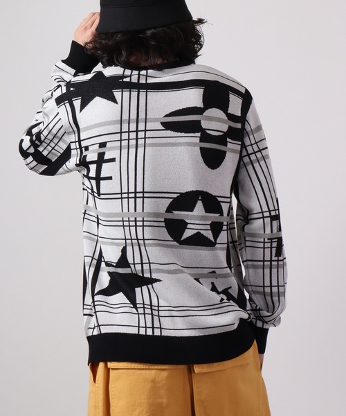 【セール】Jacquard crew-neck knit sweater / ジャガード クルーネックニットセーター unisex（ニット/セーター）｜EVOLUTION（エボリューション）