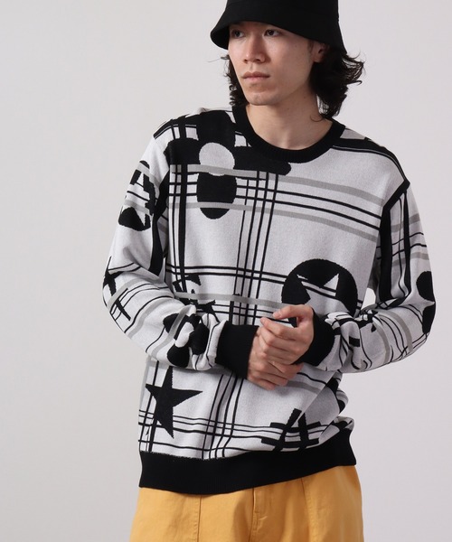【セール】Jacquard crew-neck knit sweater / ジャガード クルーネックニットセーター unisex（ニット/セーター）｜EVOLUTION（エボリューション）