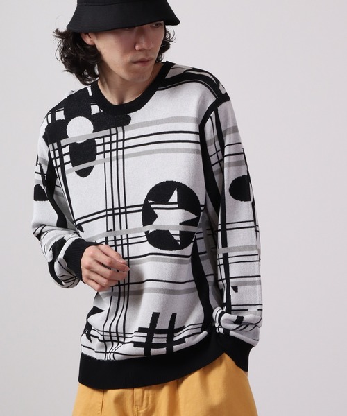 【セール】Jacquard crew-neck knit sweater / ジャガード クルーネックニットセーター unisex（ニット/セーター）｜EVOLUTION（エボリューション）