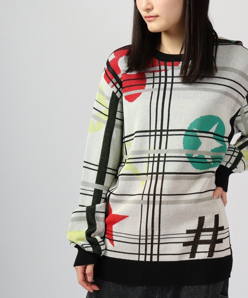 【セール】Jacquard crew-neck knit sweater / ジャガード クルーネックニットセーター unisex（ニット/セーター）｜EVOLUTION（エボリューション）