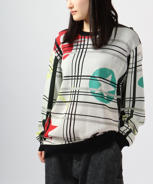 【セール】Jacquard crew-neck knit sweater / ジャガード クルーネックニットセーター unisex（ニット/セーター）｜EVOLUTION（エボリューション）