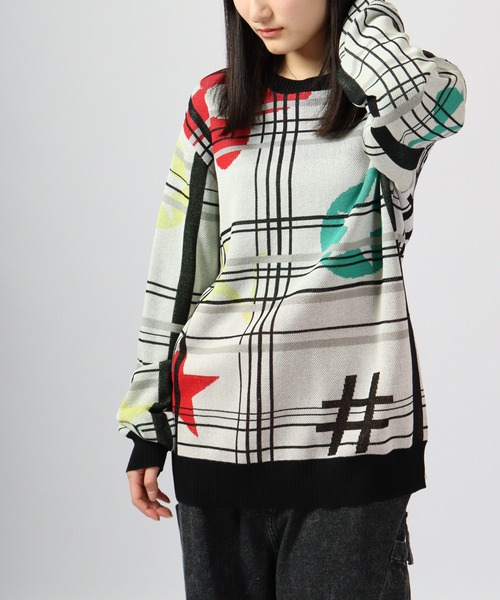 【セール】Jacquard crew-neck knit sweater / ジャガード クルーネックニットセーター unisex（ニット/セーター）｜EVOLUTION（エボリューション）