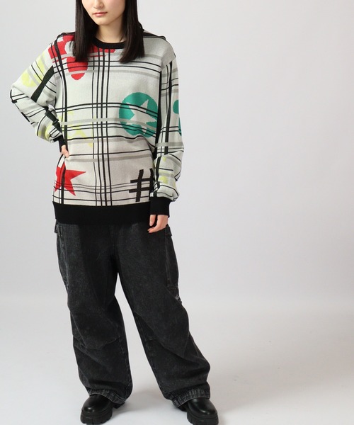 【セール】Jacquard crew-neck knit sweater / ジャガード クルーネックニットセーター unisex（ニット/セーター）｜EVOLUTION（エボリューション）