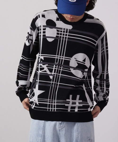 【セール】Jacquard crew-neck knit sweater / ジャガード クルーネックニットセーター unisex（ニット/セーター）｜EVOLUTION（エボリューション）