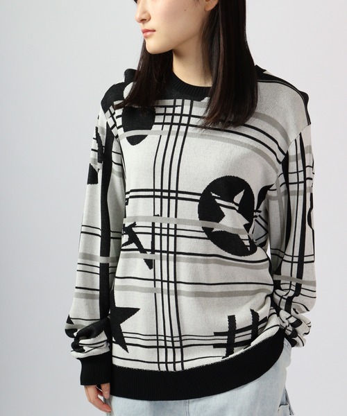 【セール】Jacquard crew-neck knit sweater / ジャガード クルーネックニットセーター unisex（ニット/セーター）｜EVOLUTION（エボリューション）