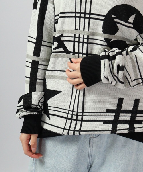 【セール】Jacquard crew-neck knit sweater / ジャガード クルーネックニットセーター unisex（ニット/セーター）｜EVOLUTION（エボリューション）