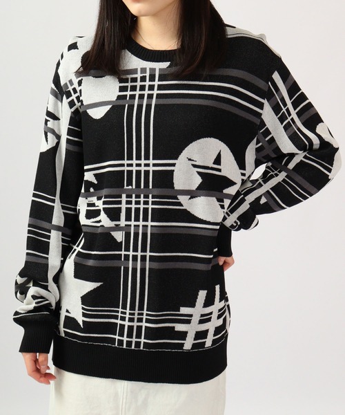 【セール】Jacquard crew-neck knit sweater / ジャガード クルーネックニットセーター unisex（ニット/セーター）｜EVOLUTION（エボリューション）