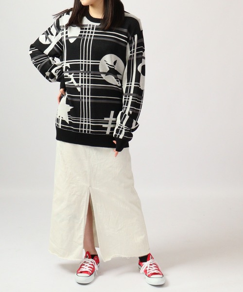 【セール】Jacquard crew-neck knit sweater / ジャガード クルーネックニットセーター unisex（ニット/セーター）｜EVOLUTION（エボリューション）