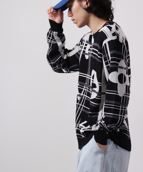 【セール】Jacquard crew-neck knit sweater / ジャガード クルーネックニットセーター unisex（ニット/セーター）｜EVOLUTION（エボリューション）