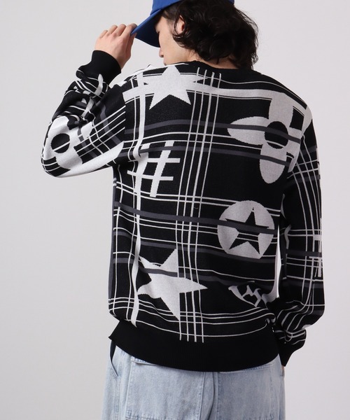 【セール】Jacquard crew-neck knit sweater / ジャガード クルーネックニットセーター unisex（ニット/セーター）｜EVOLUTION（エボリューション）