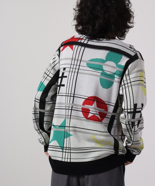 【セール】Jacquard crew-neck knit sweater / ジャガード クルーネックニットセーター unisex（ニット/セーター）｜EVOLUTION（エボリューション）