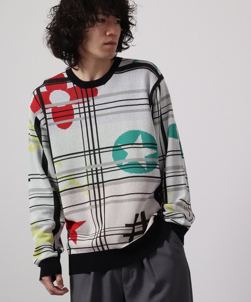【セール】Jacquard crew-neck knit sweater / ジャガード クルーネックニットセーター unisex（ニット/セーター）｜EVOLUTION（エボリューション）