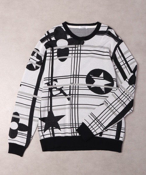 【セール】Jacquard crew-neck knit sweater / ジャガード クルーネックニットセーター unisex（ニット/セーター）｜EVOLUTION（エボリューション）