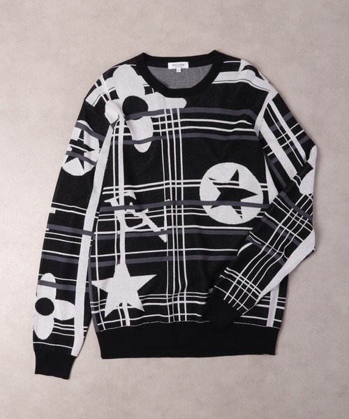 【セール】Jacquard crew-neck knit sweater / ジャガード クルーネックニットセーター unisex（ニット/セーター）｜EVOLUTION（エボリューション）