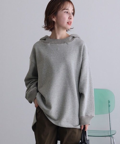 ニットドッキング裏起毛パーカー（Tシャツ/カットソー）｜ElegChic（エレグシック）