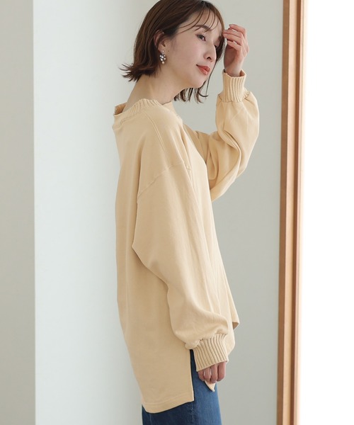 ElegChic(エレグシック)の「ニットドッキング裏起毛パーカー(Tシャツ/カットソー・レディース・ライトベージュ/杢グレー/ブラック/ライトカーキ・4L/XL/M)」の14枚目の写真