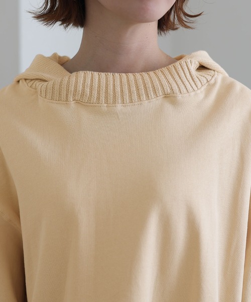 ElegChic(エレグシック)の「ニットドッキング裏起毛パーカー(Tシャツ/カットソー・レディース・ライトベージュ/杢グレー/ブラック/ライトカーキ・4L/XL/M)」の21枚目の写真