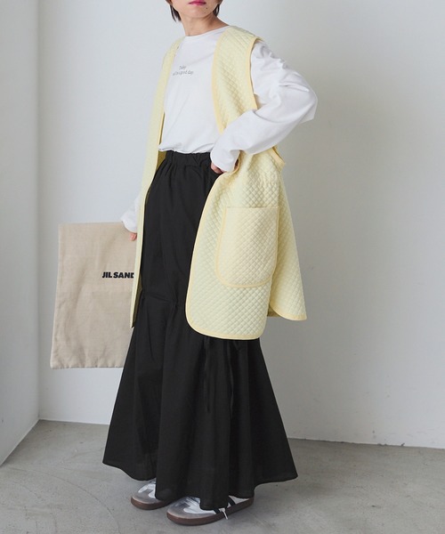 forksy.（フォルクシー）の「【forksy.】ドロストシャーリングフレアスカート（スカート・レディース・ブラック系/ブラック/ホワイト/ブルー系・FREE）」の7枚目の写真