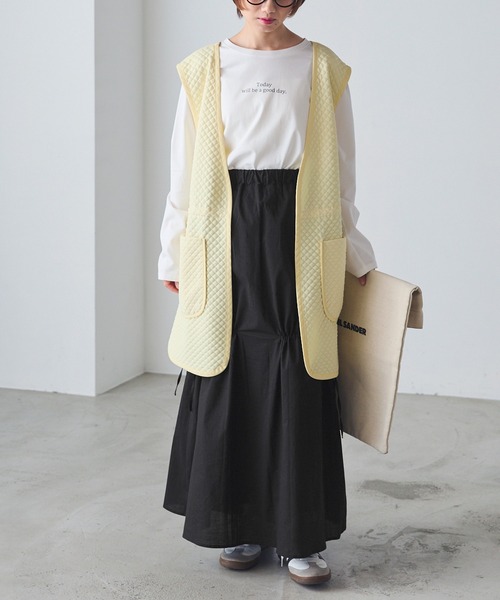 forksy.（フォルクシー）の「【forksy.】ドロストシャーリングフレアスカート（スカート・レディース・ブラック系/ブラック/ホワイト/ブルー系・FREE）」の8枚目の写真