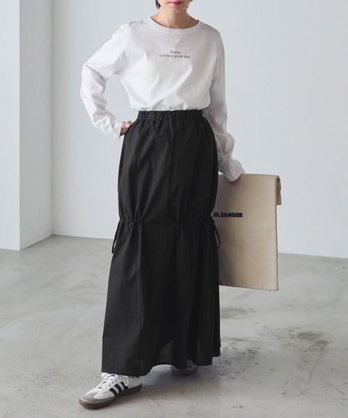 forksy.（フォルクシー）の「【forksy.】ドロストシャーリングフレアスカート（スカート・レディース・ブラック系/ブラック/ホワイト/ブルー系・FREE）」の12枚目の写真