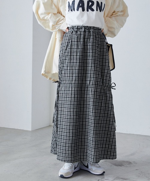 forksy.（フォルクシー）の「【forksy.】ドロストシャーリングフレアスカート（スカート・レディース・ブラック系/ブラック/ホワイト/ブルー系・FREE）」の15枚目の写真